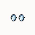 Studs with blue oval faceted crystals